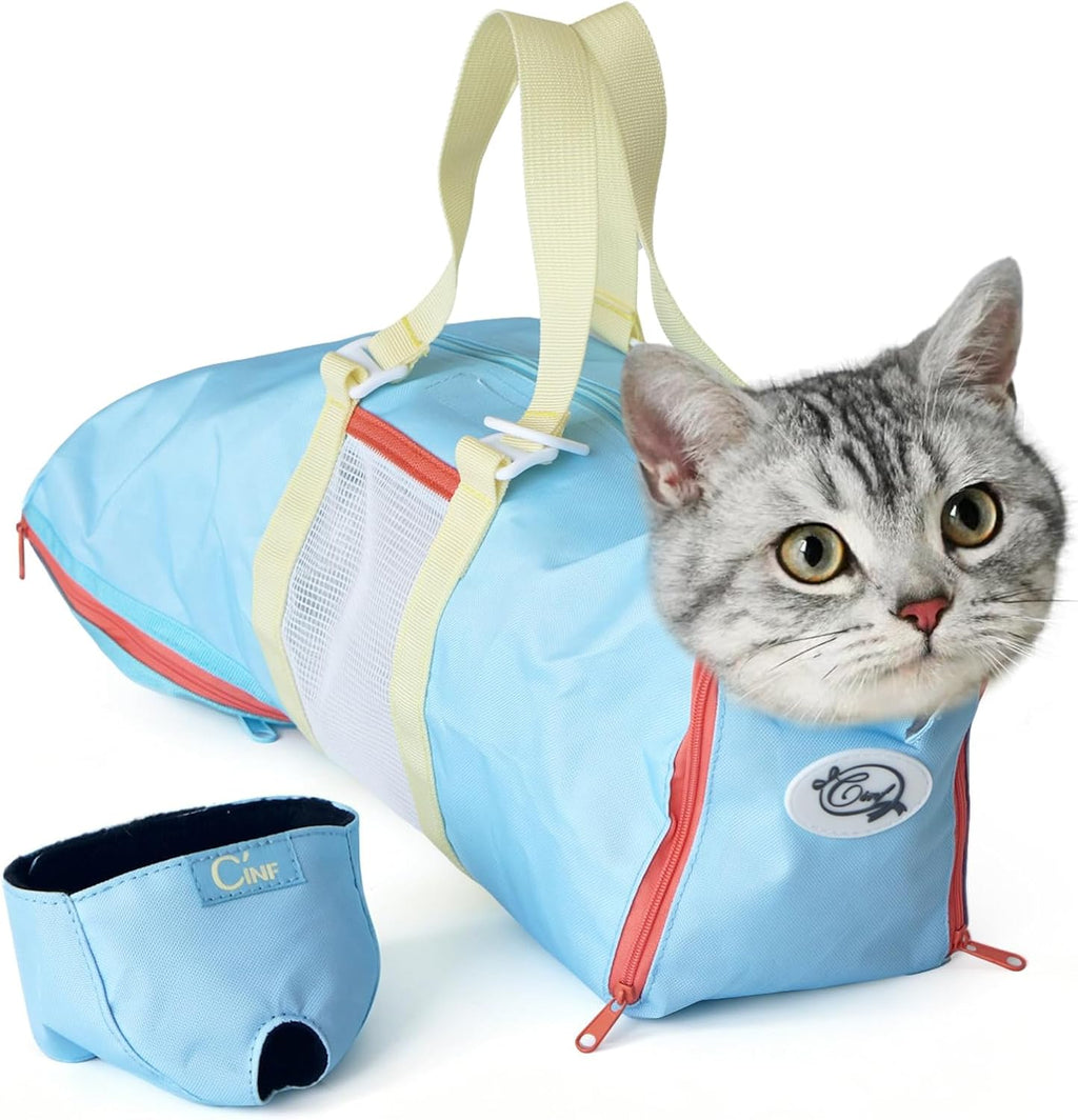 Cinf Cat Nail Clipping Cleaning Grooming Restraint Bag Free Muzzle No Scratching Biting for Bathing Nail Trimming Injecting Examining(Black,M) - Image 10