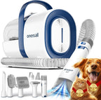 Oneisall Dog Grooming Vacuum blue kit front view showing the main suction unit and 1.5L dust cup
