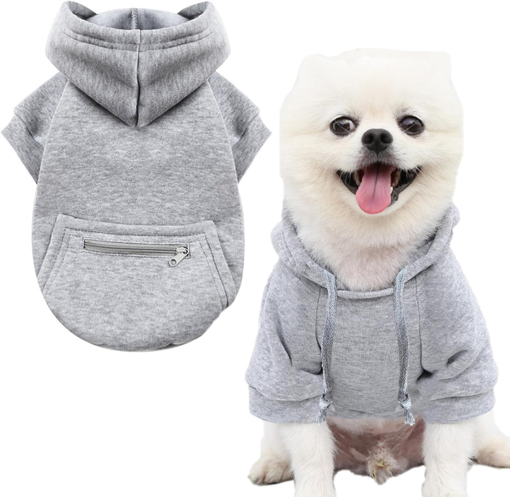 Jecikelon Dog Hoodies for Small Dogs with Zipper Pocket, Soft Fleece Puppy Clothes with Rope Hat, Warm Winter Outfits Cold Weather Coats, Cute Sweatshirt Chihuahua Costume (Small, Y02-Blue) - Image 11