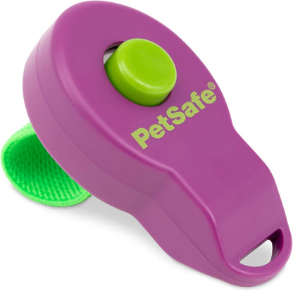 Authentic imported PetSafe pet training clicker showing ergonomic palm placement