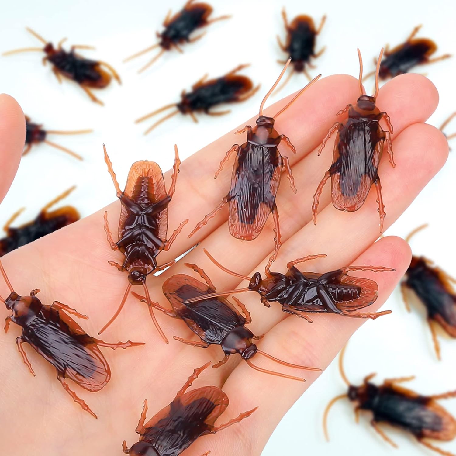 LIFE BETTER Premium Fake Cockroaches front view displaying lifelike textures and brown coloration for realistic pranks