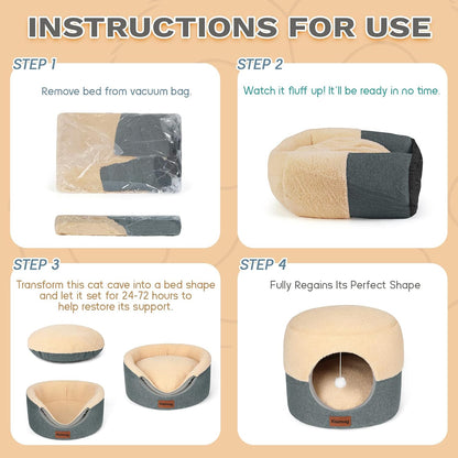 Grey KISIMUY round pet nest showing reinforced stitching and durable bite resistant materials