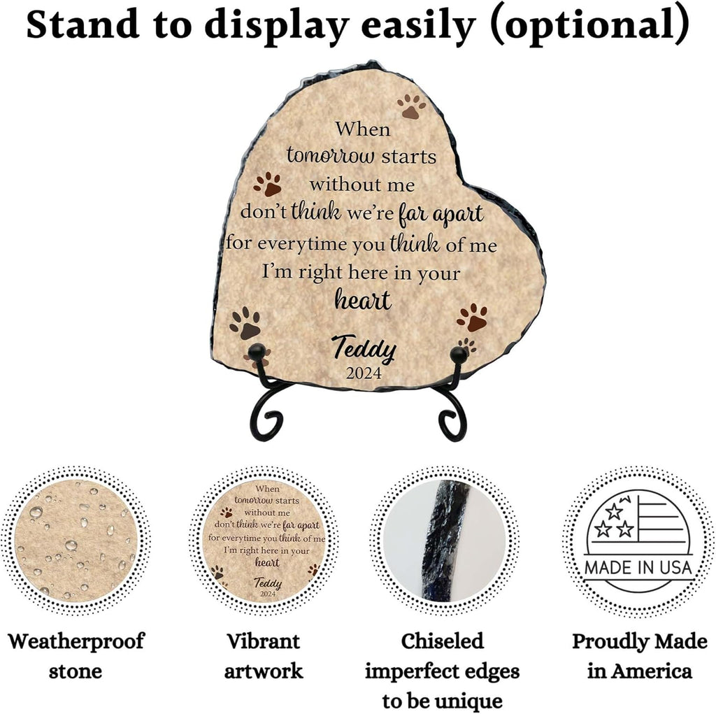 Natural slate pet loss plaque with customizable name and dates
