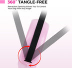 Side view of the pink retractable leash showing the internal spring casing.