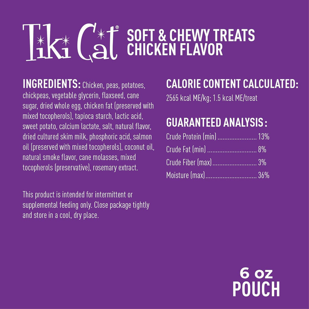 Tiki Pets grain-free cat snack pouch packaging