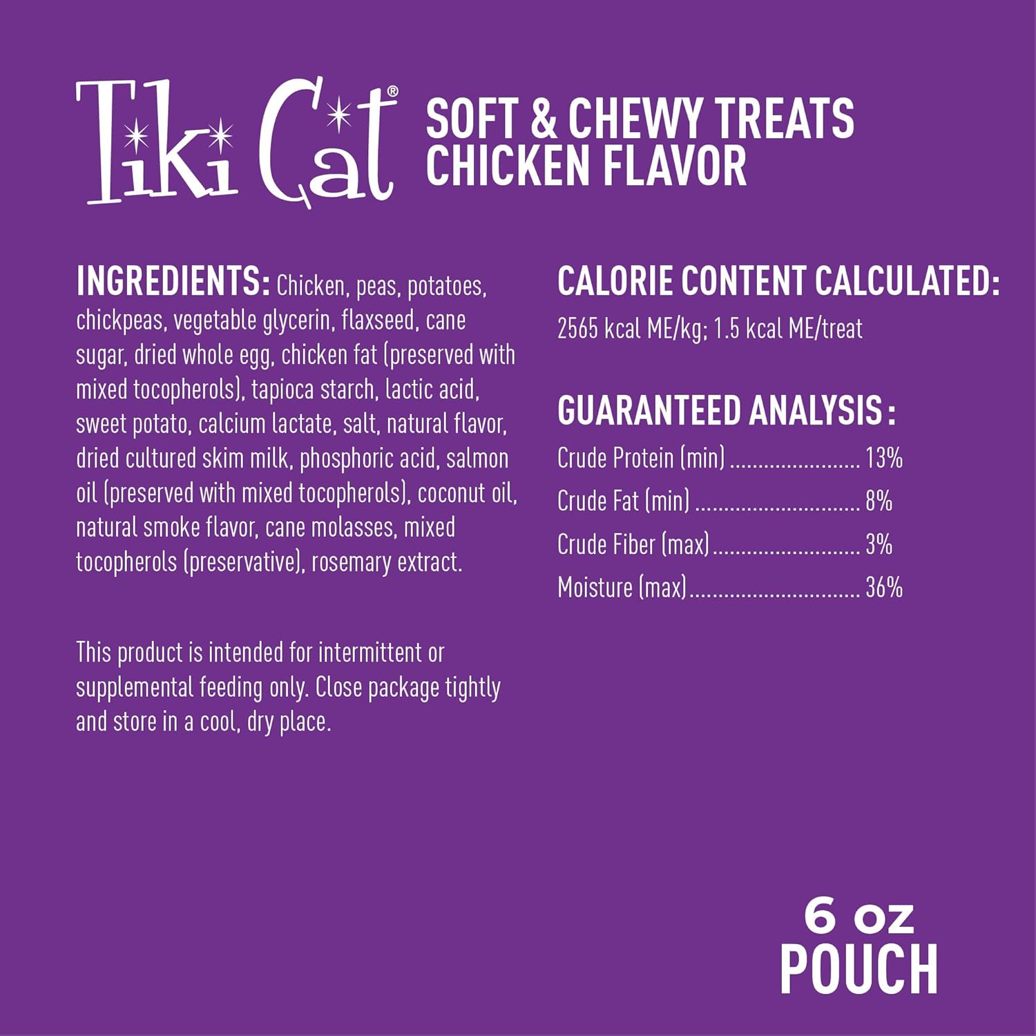 Tiki Pets grain-free cat snack pouch packaging