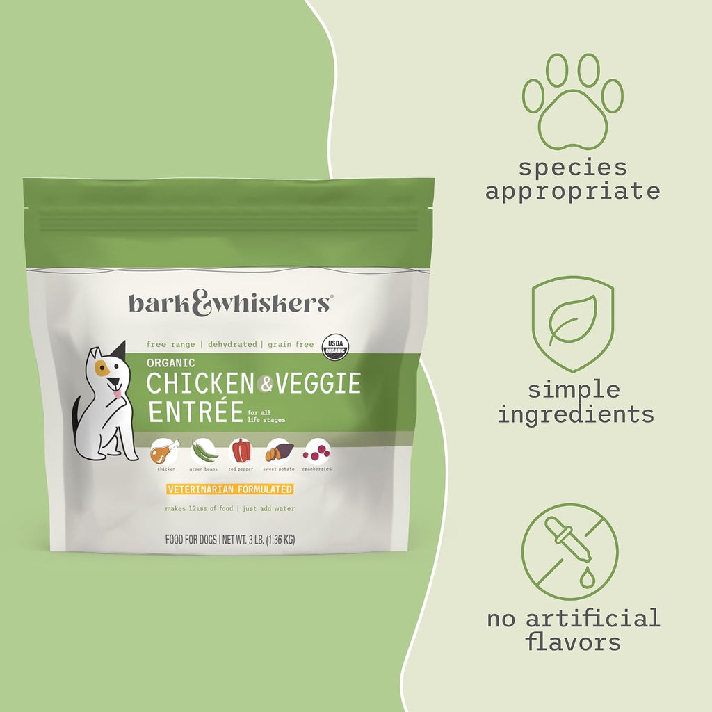 Three pound bag of Bark and Whiskers organic chicken entree