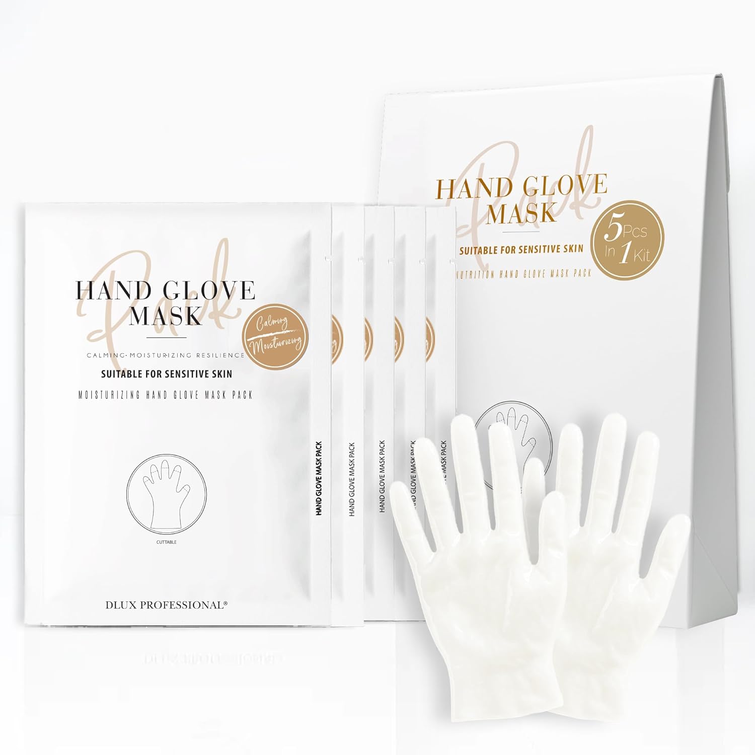 Dlux Professional Moisturizing Hand Mask Gloves 5 Pack front view