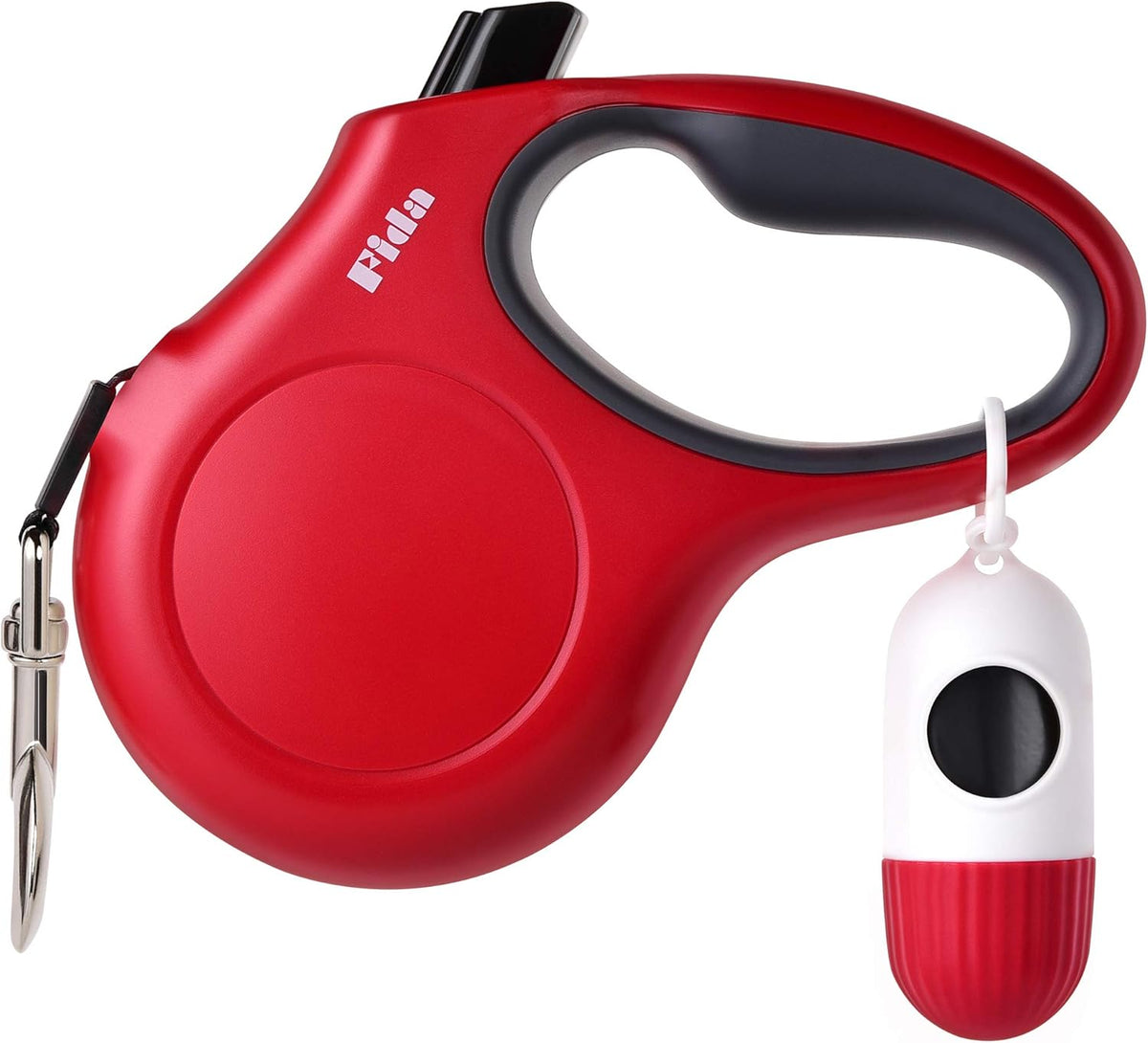 Fida Retractable Dog Leash for Small Breed up to 26 lbs, 16 ft Pet Walking Leash with Dispenser and Poop Bags, Anti-Slip Handle, Reflective Strong Nylon Tape, One-Handed Brake (S, White & Pink) - Image 9