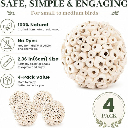 Zephyriel bird foraging toy sola atta balls showing close up fiber texture safe for parrot beak grinding