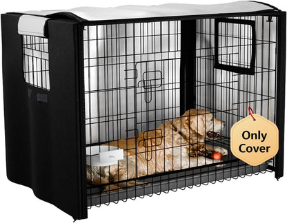 EVRBUL dog crate cover front view on a forty eight inch wire kennel pet cage