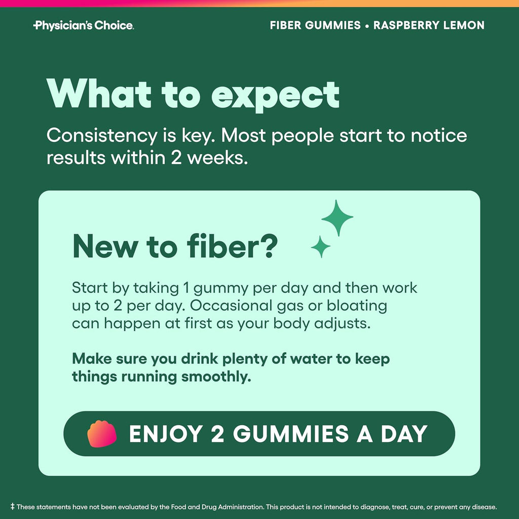 Physicians Choice Fiber Gummies 60 count bottle lifestyle display