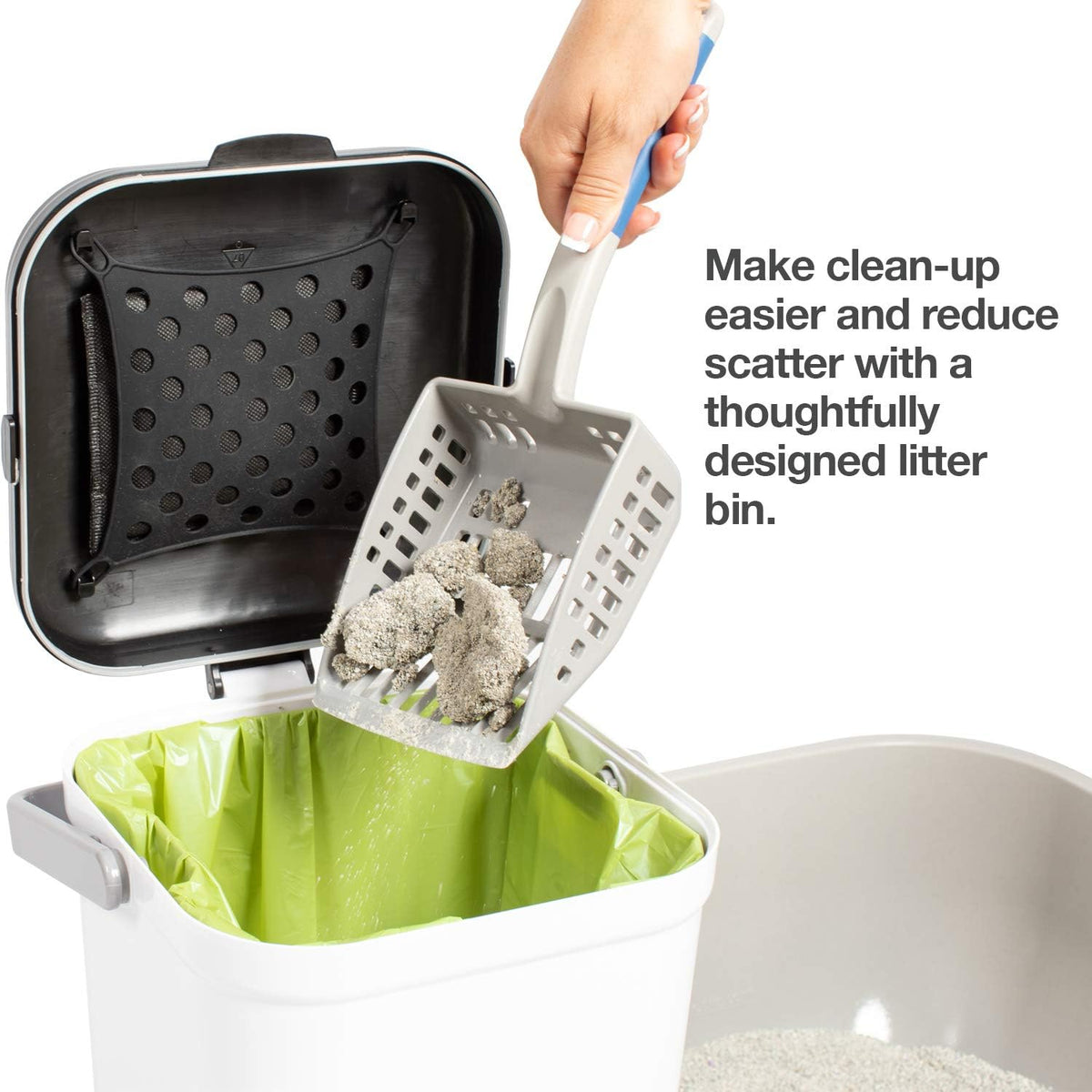 PetFusion pet waste container being used with standard trash bags