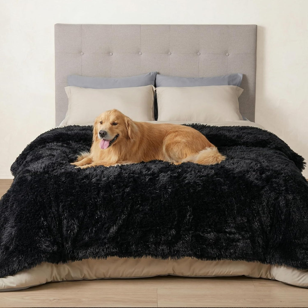 Bedsure Dog Blankets for Large Dogs, Fluffy Waterproof Dog Blanket for Couch Protector and Bed Washable, Fuzzy Faux Fur Pet Throw Blankets for Calming, Dog Accessories, XL, 50x60 inch, Tie-dye Grey - Image 14