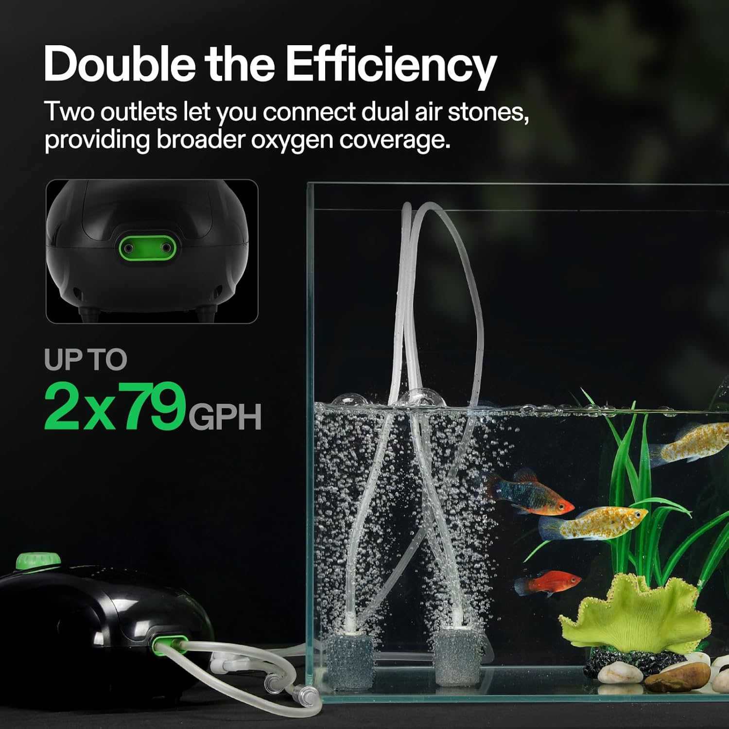 Adjustable air pump dial detail for aquarium oxygenation
