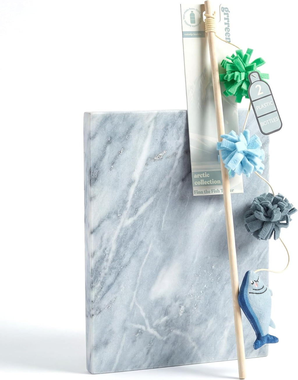 Full view of the GRRREEN interactive pet wand toy package designed for sustainable lifestyle homes
