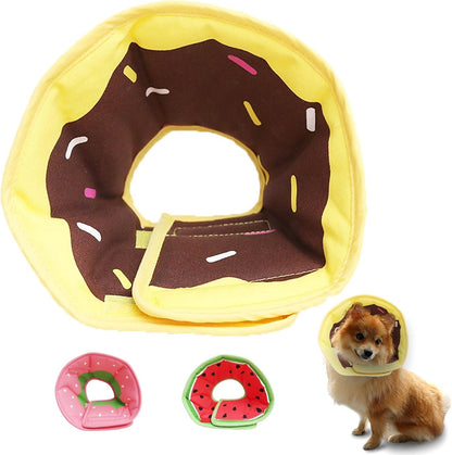 Leeper strawberry themed comfortable dog cone close up view of premium cotton material
