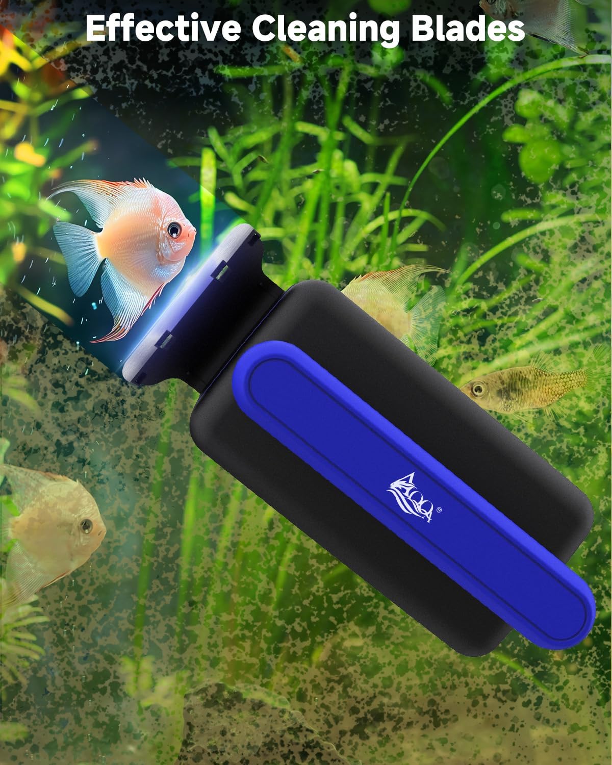 AQQA medium size aquarium scraper highlighting stainless steel blade for glass tanks