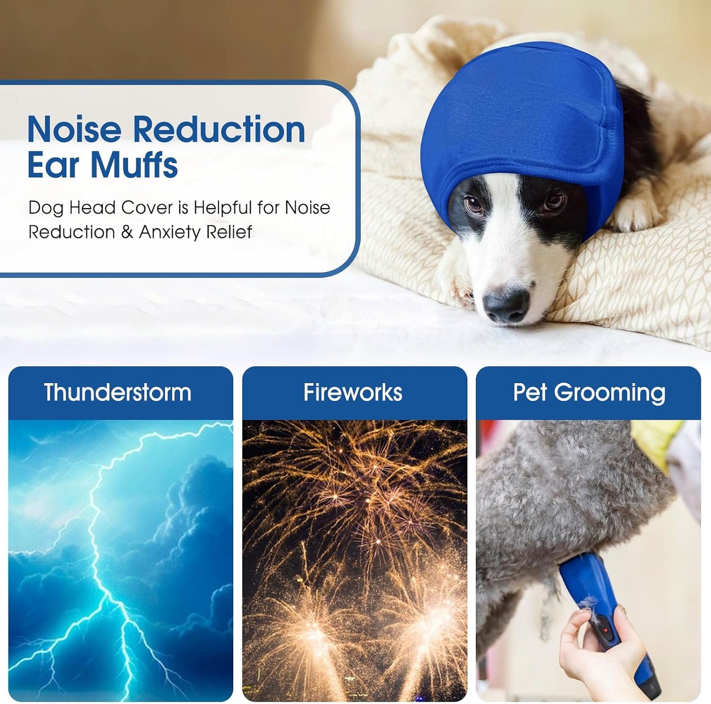Sunfura pet anxiety relief ear wrap for dogs during thunderstorms