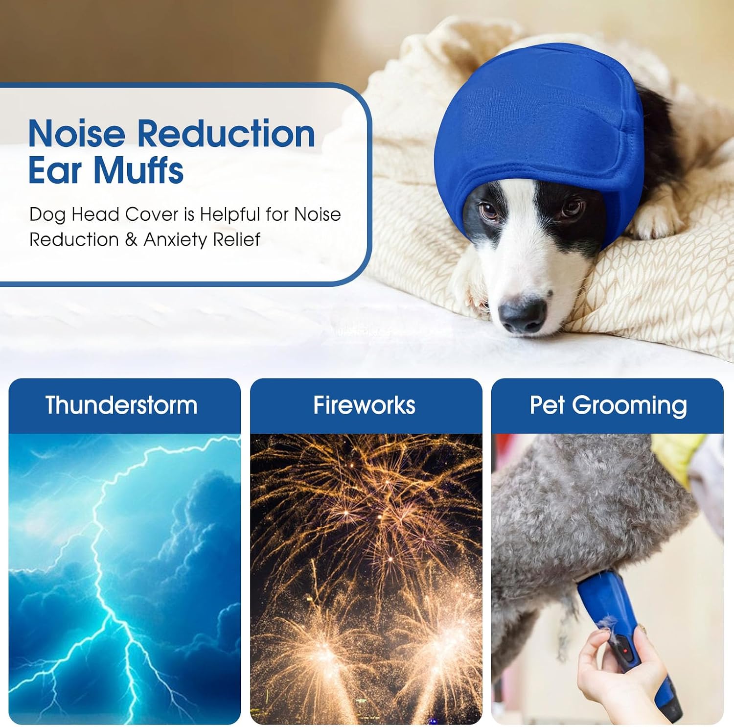 Sunfura pet anxiety relief ear wrap for dogs during thunderstorms
