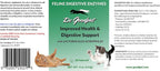 Close up of Dr. Goodpet Feline Digestive Enzymes bottle highlighting probiotic and prebiotic ingredients.