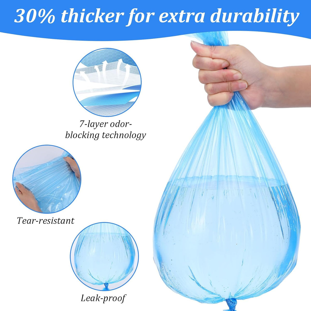JoyHuaTrade cat waste bag refills package displayed alongside standard pet disposal pails.