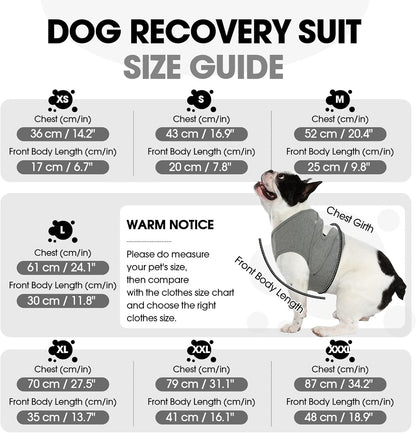 Side view of dog wearing breathable anti-licking recovery vest