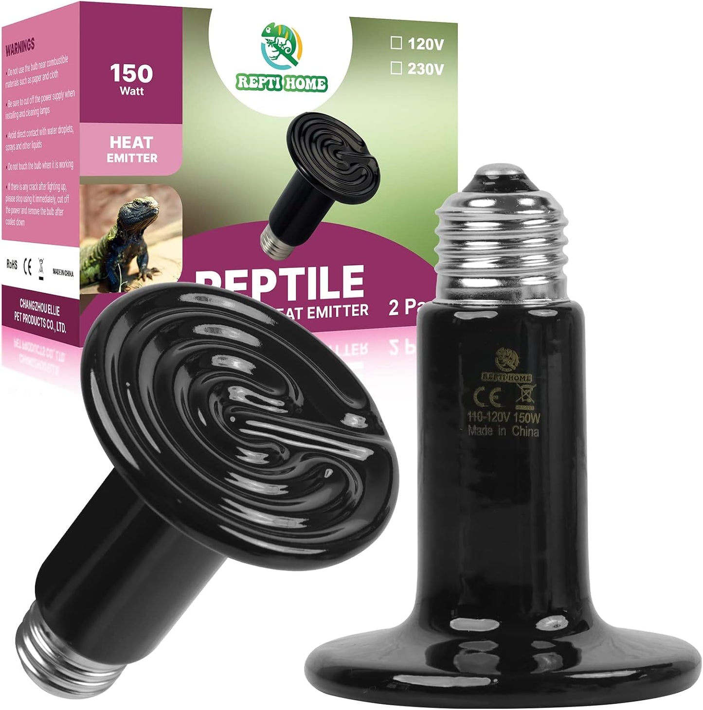 100W Ceramic Heat Emitter (2 Pack), Reptile Heat Lamp Bulbs, Ceramic Heater for Amphibian, Pet Brooder Coop, Chicken, Dog, Cat - Image 9