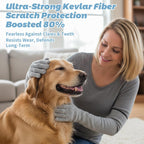 Lightweight flexible pet grooming hand gloves showing close up finger dexterity