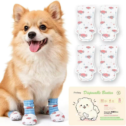 Furrtripsy disposable dog booties with bandages front view