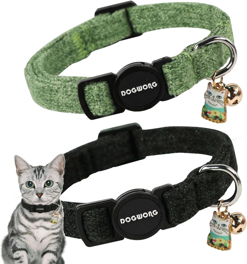 Cat Collar,2 Pack White Hemp Cat Collars Breakaway with Bell, DOGWONG Safety Buckle Wedding Cat Collar for Girl Boy Cats and Small DogsAdjustable 7-12 Inch,Pet Supplies Accessories - Image 11