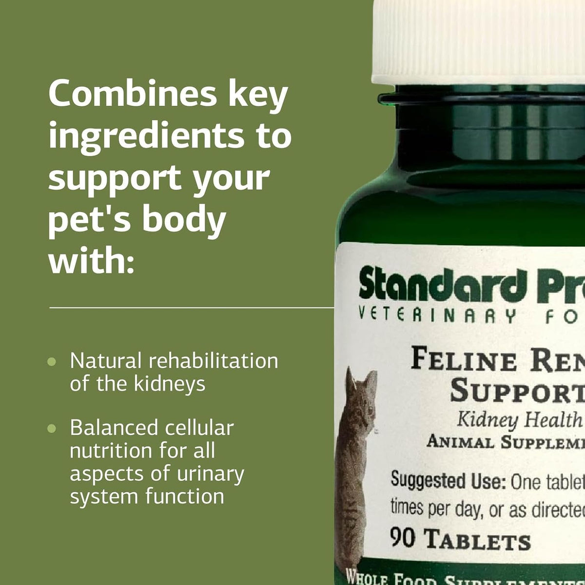 Standard Process Feline Renal Support 90 tablets bottle with cap