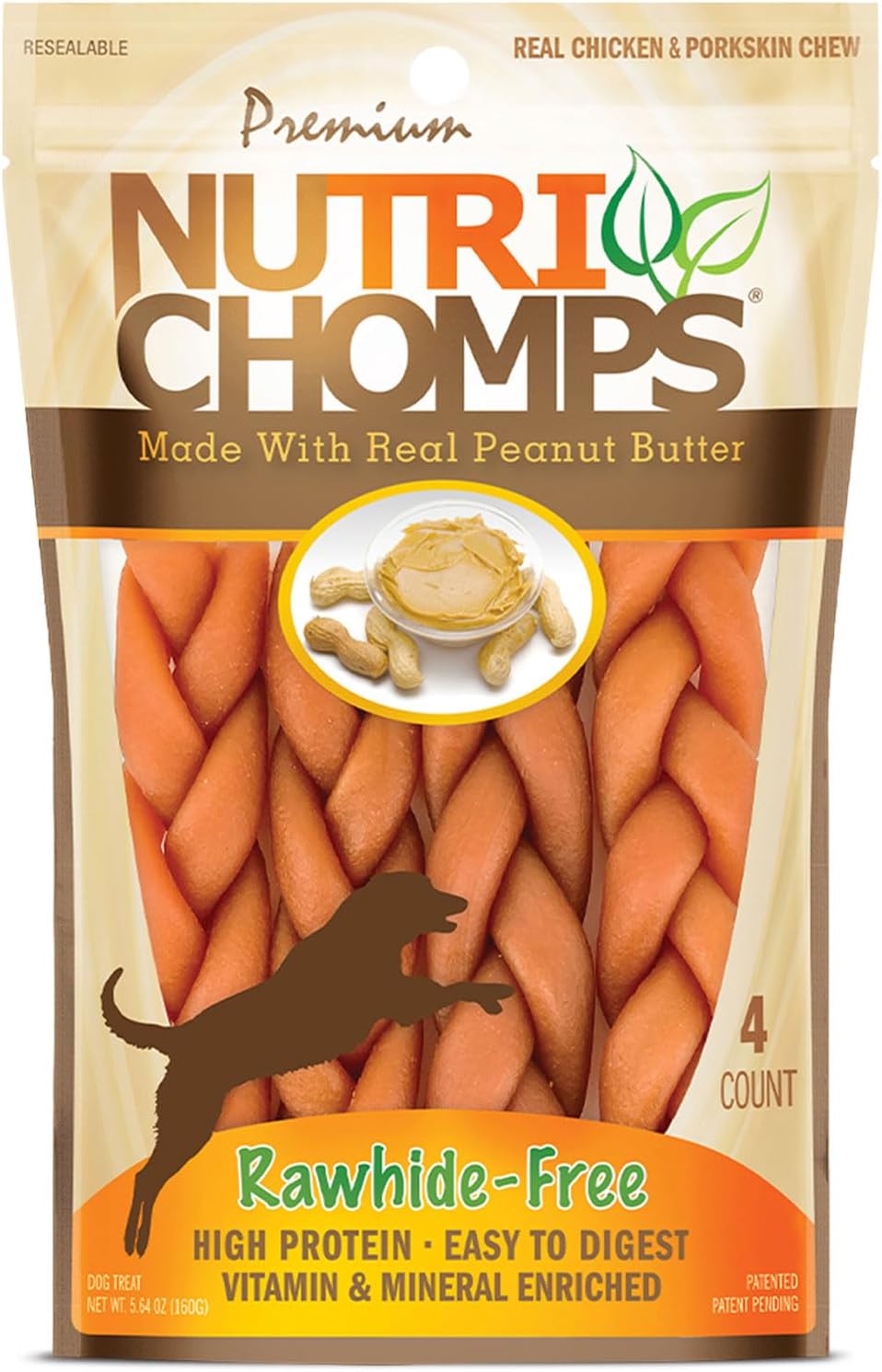 NutriChomps Dog Chews, 6-inch Braids, Easy to Digest, Rawhide-Free Dog Treats, Healthy, Real Chicken, Peanut Butter and Milk flavors, Pack of 4 - Image 10