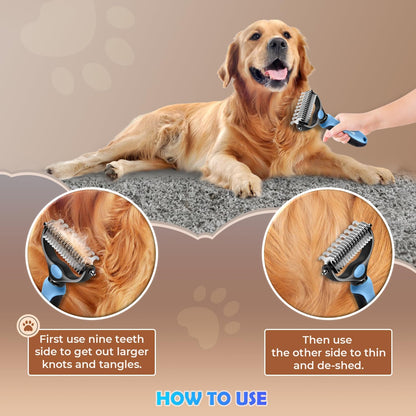 Using Genpepado rake on a long haired dog