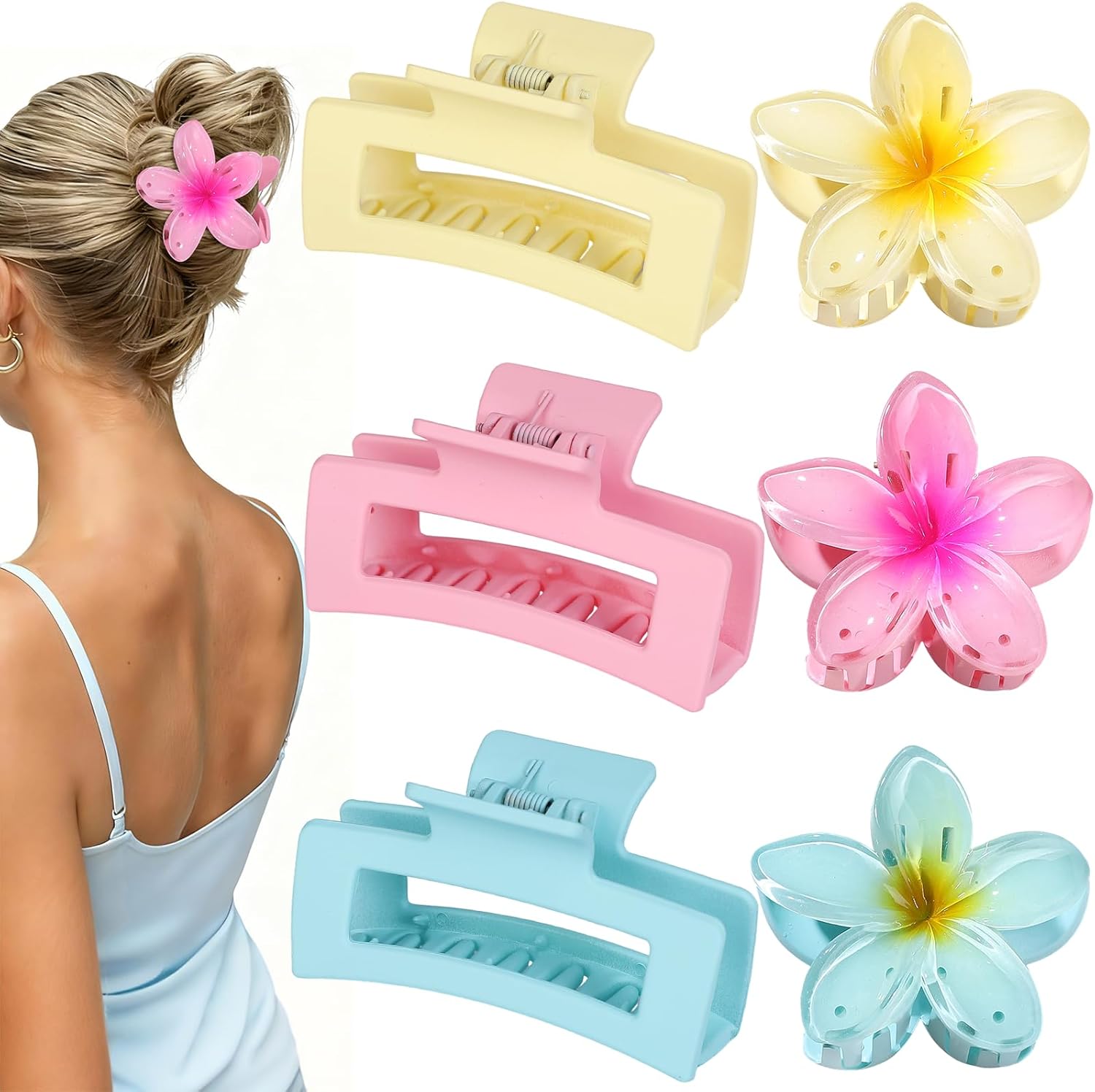 Cobinaan flower and square hair claw clips set