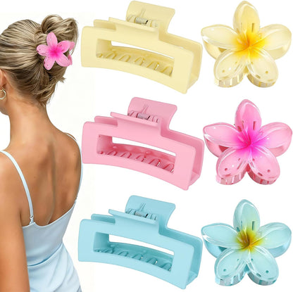 Cobinaan flower and square hair claw clips set