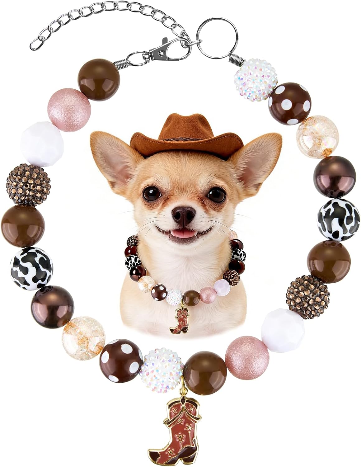 4th of July Dog Beaded Necklace with Interchangeable Charms, Patriotic Red White Blue Pet Necklace, Adjustable Dog Jewelry for Small Medium Large Dogs (Red, XL) - Image 9