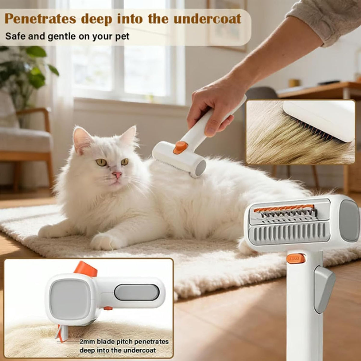 Generic pet undercoat rake with one-click hair release button