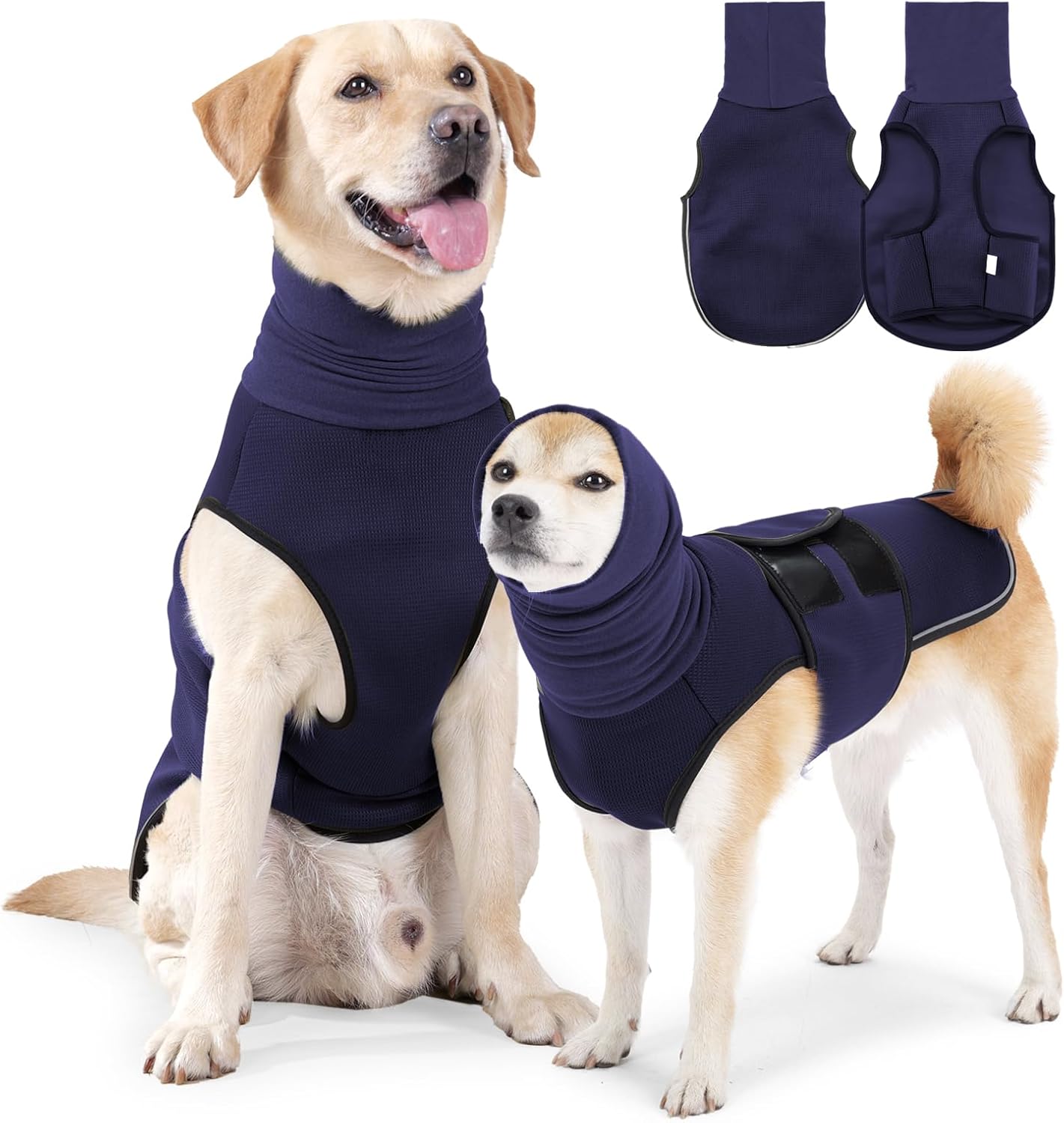 ROZKITCH Anti-Anxiety Dog Shirt, Breathable Pet Vest for Storms & Fireworks, Dog Calming Hoodie with Ear Cover for Separation Relief NavyBlue XL - Image 9