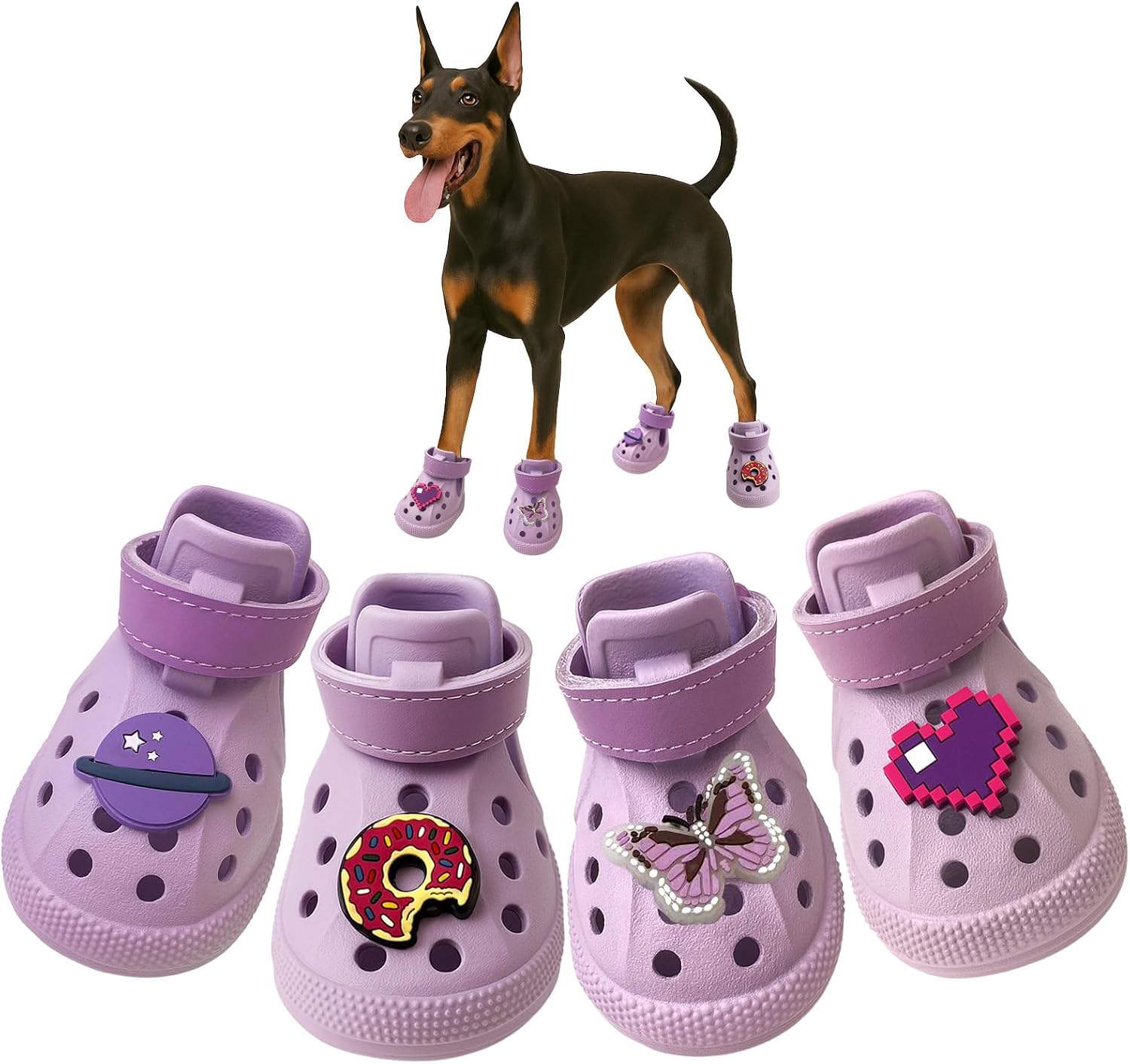 Dog Shoes,Non-Slip Waterproof Sandals for Hot Pavement, Breathable Perforated Boots,Adjustable Straps Dog Rain Booties for Summer Beach and Rainy Day(Beige,#2) - Image 10