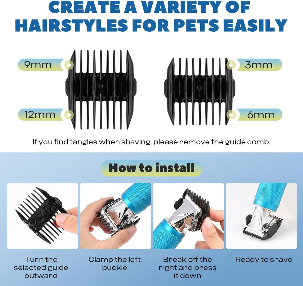 CGOLDENWALL professional pet grooming kit accessories including guide combs and maintenance oil
