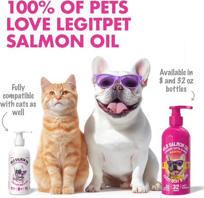 Premium American pet health supplement packaging highlighting wild caught Alaskan salmon.