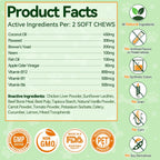 Carmelie puppy flea protection supplement container detailing skin, coat, and immune system benefits.