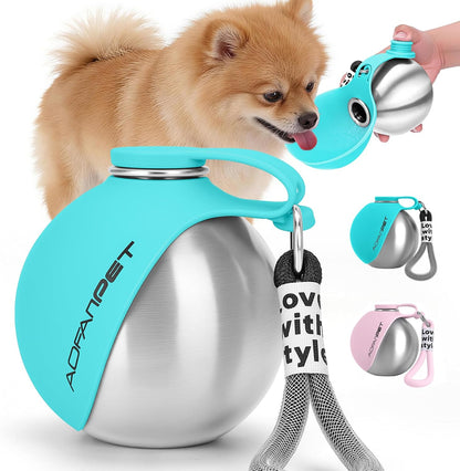 Portable Dog Water Bottle 10oz Stainless Steel Travel Dog Water Dispenser with Bowl No-Spill Puppy Water Bottle for Walking Hiking Small Dog Water Bottle - Image 10