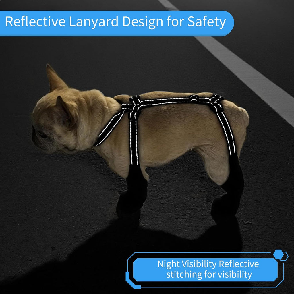 Adjustable suspender strap mechanism on small dog boots