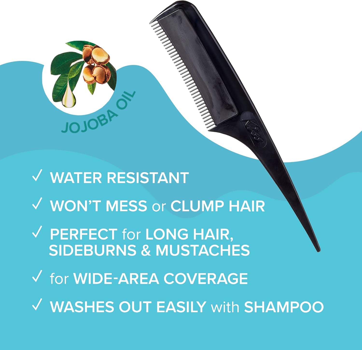 Water resistant temporary hair concealer brush showing small tooth applicator for precision