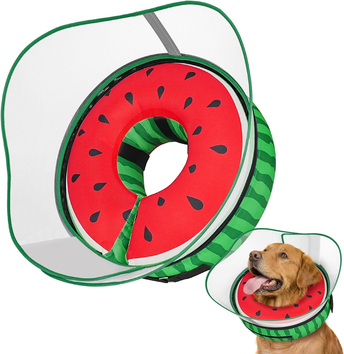 Supet Raised Inflatable Dog Cone After Surgery - Adjustable Recovery Donut Collar with Removable Shield to Stop Licking Wounds & Protect Stitches - Soft Dog Cone Alternative for Large Dogs (Brown,XXL) - Image 9
