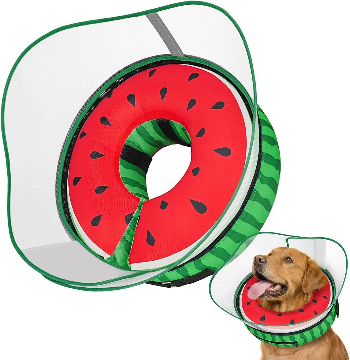 Supet Raised Inflatable Dog Cone After Surgery - Adjustable Recovery Donut Collar with Removable Shield to Stop Licking Wounds & Protect Stitches - Soft Dog Cone Alternative for Large Dogs (Brown,XXL) - Image 9
