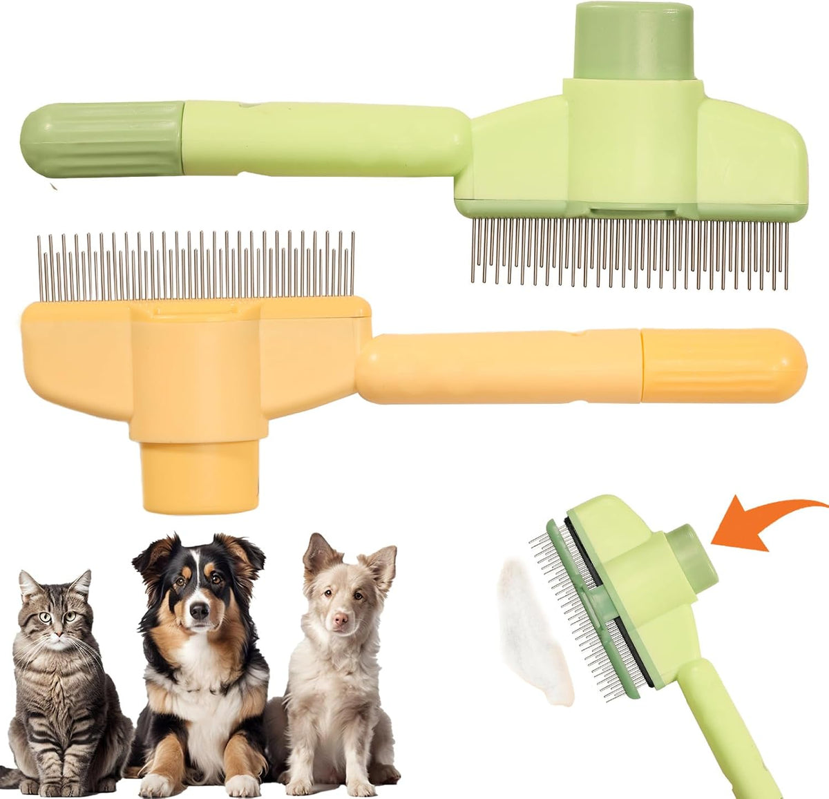 Dogs and Cats Comb with Release Button, Pet Hair Removal Tools with Safe Stainless Steel Teeth for Deshedding, Cat Grooming Supplies for Long/Short Hair, Cat Brush for Shedding, Green - Image 10