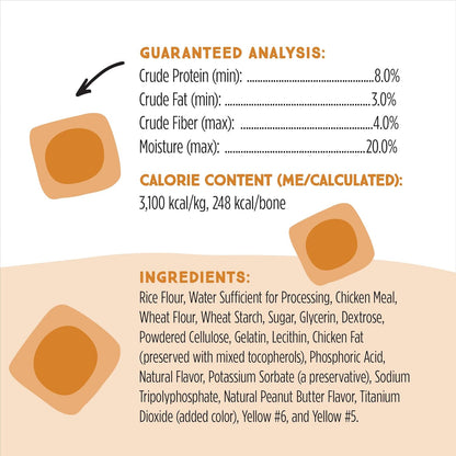 Ultra Chewy twelve count peanut butter dog bones packaging close up detail